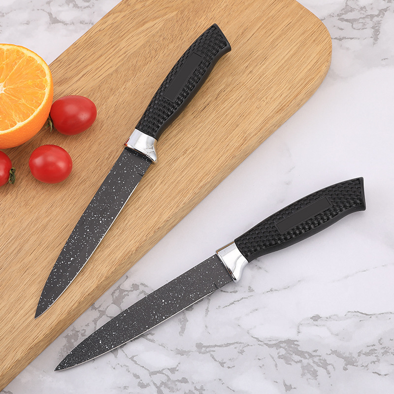 Venta al por mayor traje de cuchillo de acero inoxidable hogar cuchillo multiusos con mango de malla cuchillo de fruta cuchillo de cocina conjunto caja de color