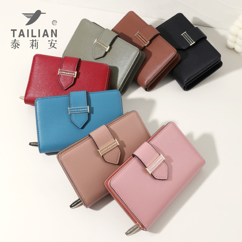 Terian moda nueva gran capacidad de la cremallera del embrague transfronterizo de dos veces la cartera de las mujeres billetera corta