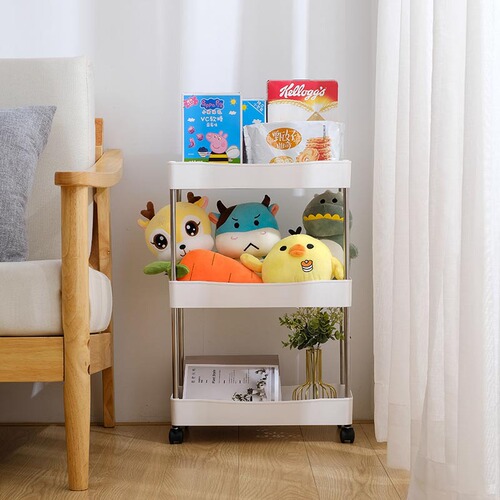 Multifunctional kitchen rotating rack floor-standing multi-layer movable trolley fruit and vegetable snack storage rack wholesale