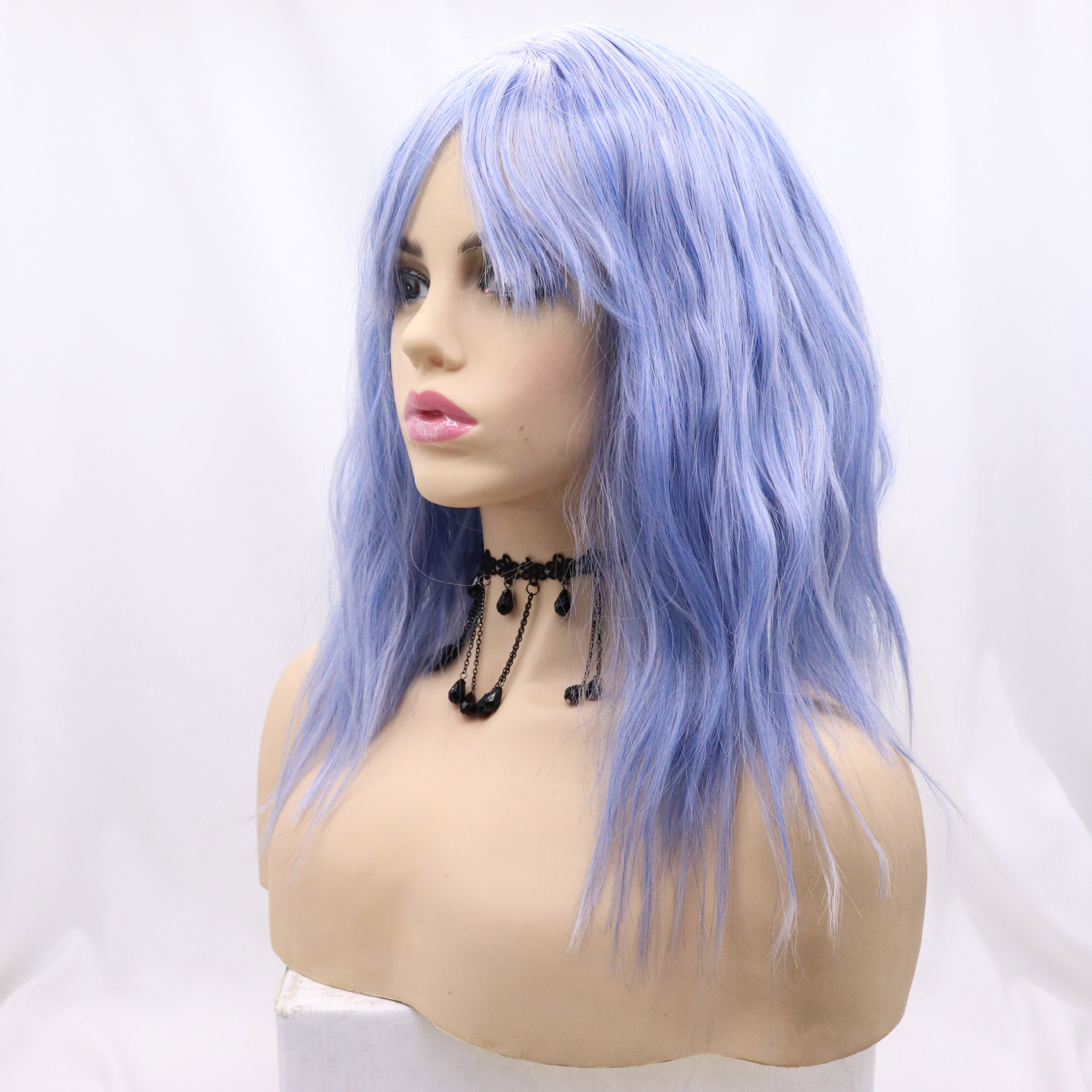 Comercio exterior moda europea y americana peluca de fibra química mujer pelo largo y liso blanco casco de seda de alta temperatura al por mayor SK001