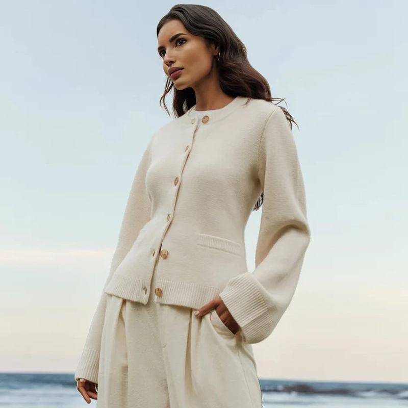 Foreign Trade Size Cashmere Waist Knitted Sweater Cardigan Women's European and American Independent Station Autumn and Winter Long Sleeve Round Neck Coat Foreign Trade Size Cashmere Waist Knitted Sweater Cardigan Women's European and American Independent Station Autumn and Winter Long Sleeve Round Neck Coat