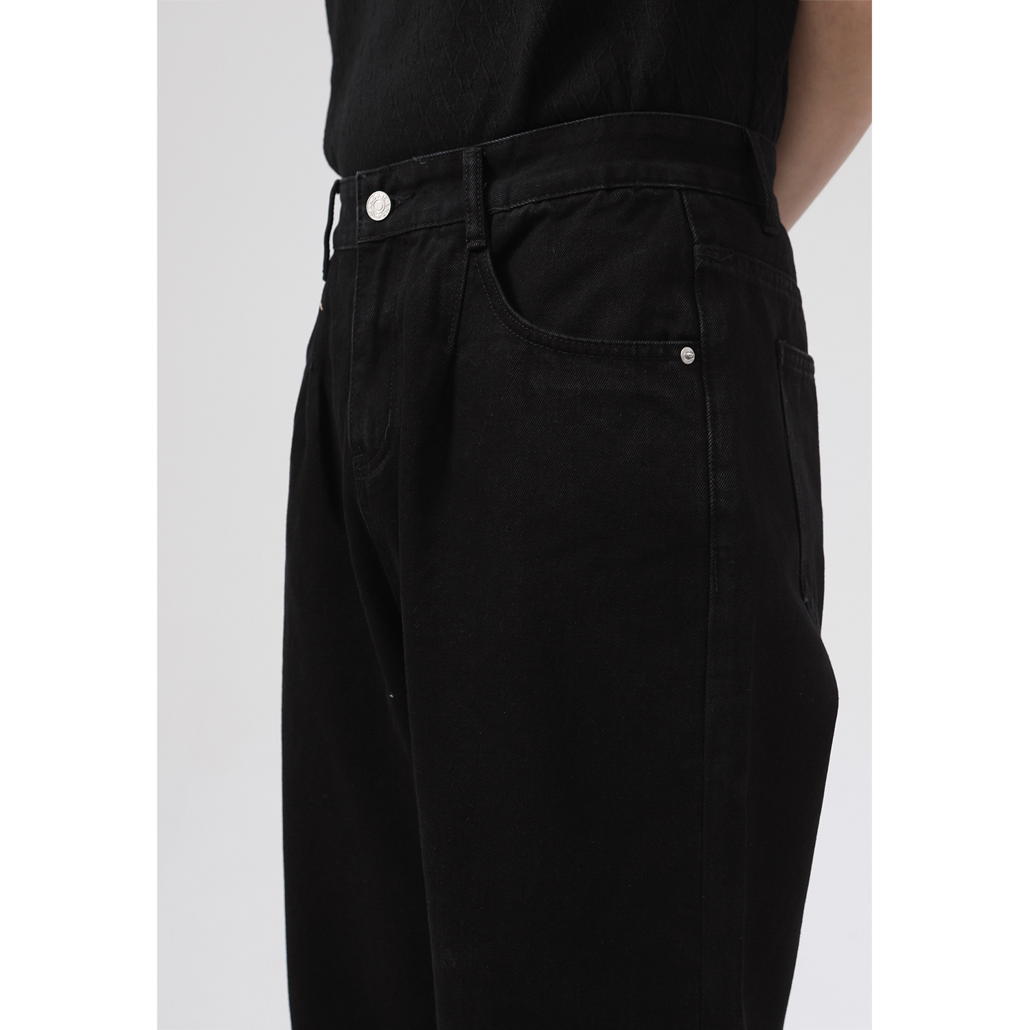 MTLCLOTHES ropa de hombre | Jeans Negros Lavados de Estilo Coreano, Corte Holgado, Color Sólido, Simples, Casuales y Rectos para Hombre