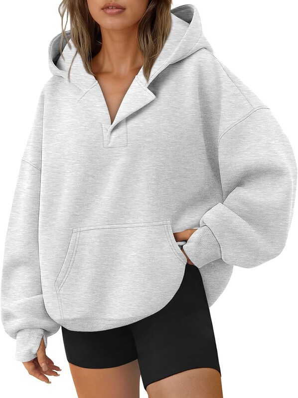 Women's Hoodie with Clothing Set, Pullover, Sporty Fashion, Oversized, Stylish V-Hole Thumbhole, 2Ky Collar, 2025 Autumn Collection Women's Hoodie with Clothing Set, Pullover, Sporty Fashion, Oversized, Stylish V-Hole Thumbhole, 2Ky Collar, 2025 Autumn Collection