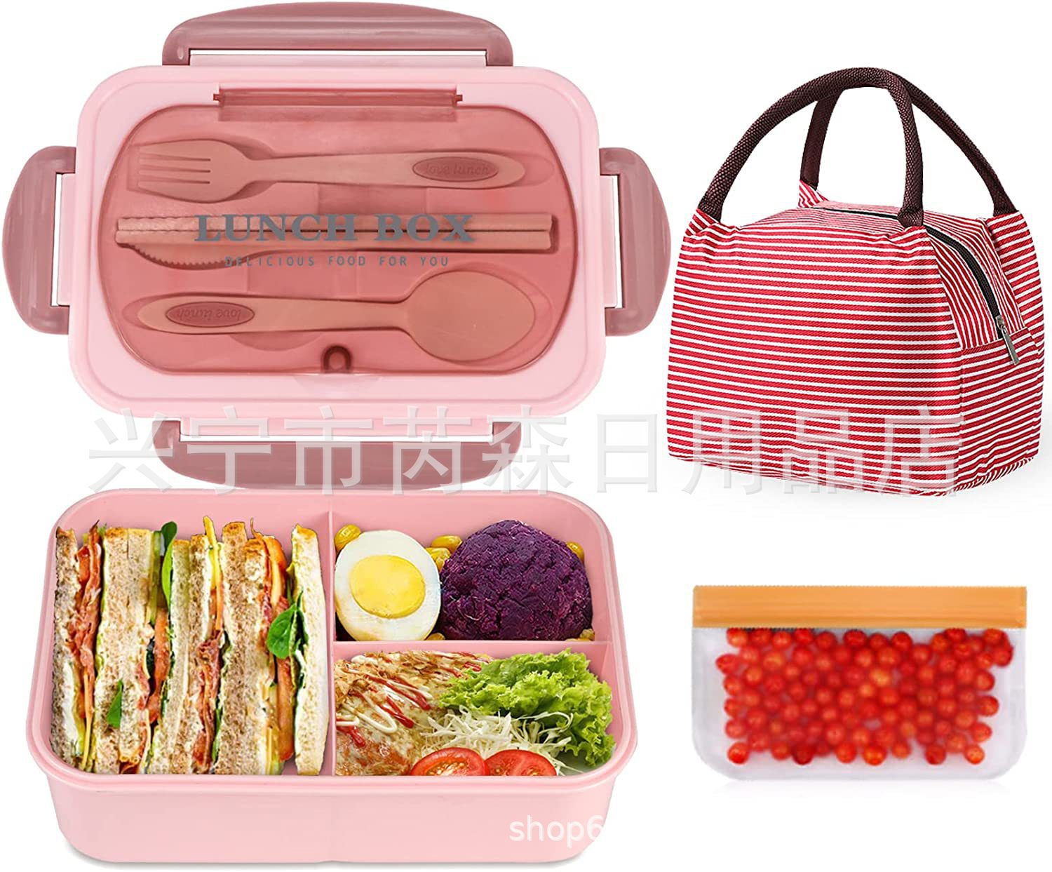 Amazon adulto a prueba de fugas japonés lonchera traje 3-rejilla lonchera aislamiento bolsa snack ziplock bolsa combinación