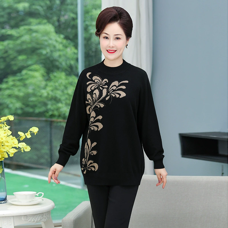 2107 Новый плюс жира увеличение женщин жира Мать свитер 200кг жаккардовые свитер половина высокий воротник свитер