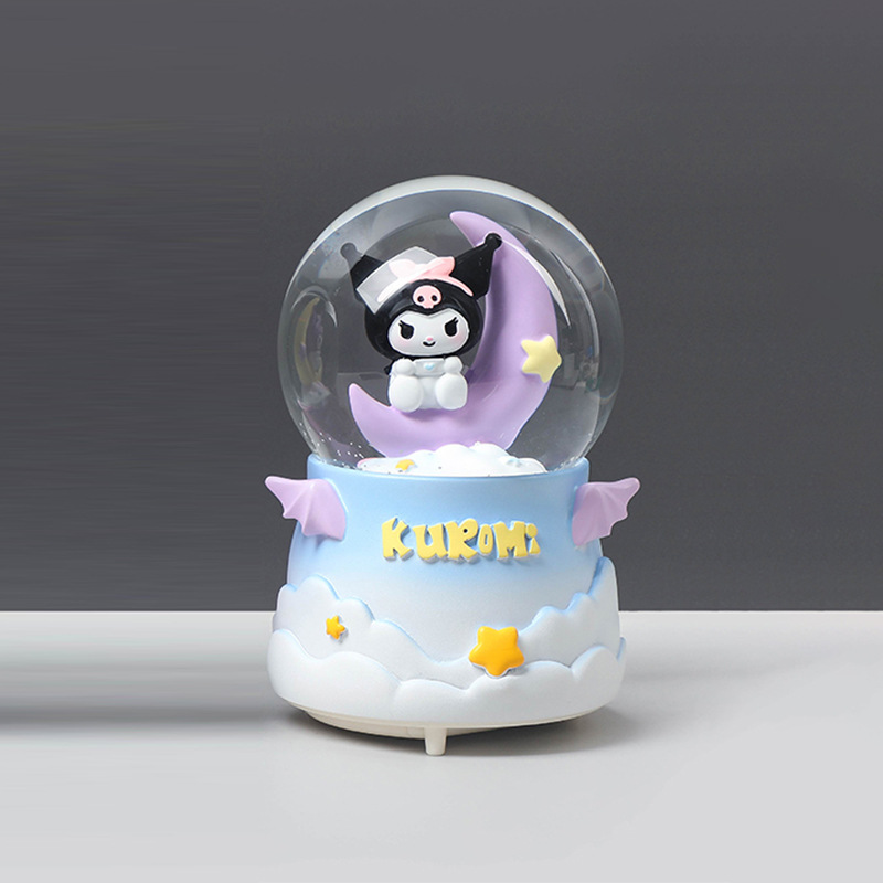 Pequeño libro rojo estilo caliente perro de orejas grandes bola de cristal caja de música nieve brillante niña dormitorio decoración de escritorio regalo