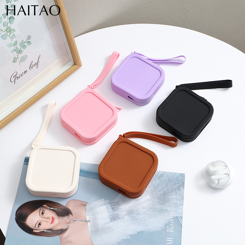 Bolsa de silicona, bolsa de almacenamiento, monedero, bolsa para auriculares, bolsa cuadrada pequeña, mini billetera, tarjeta de llave de dibujos animados portátil