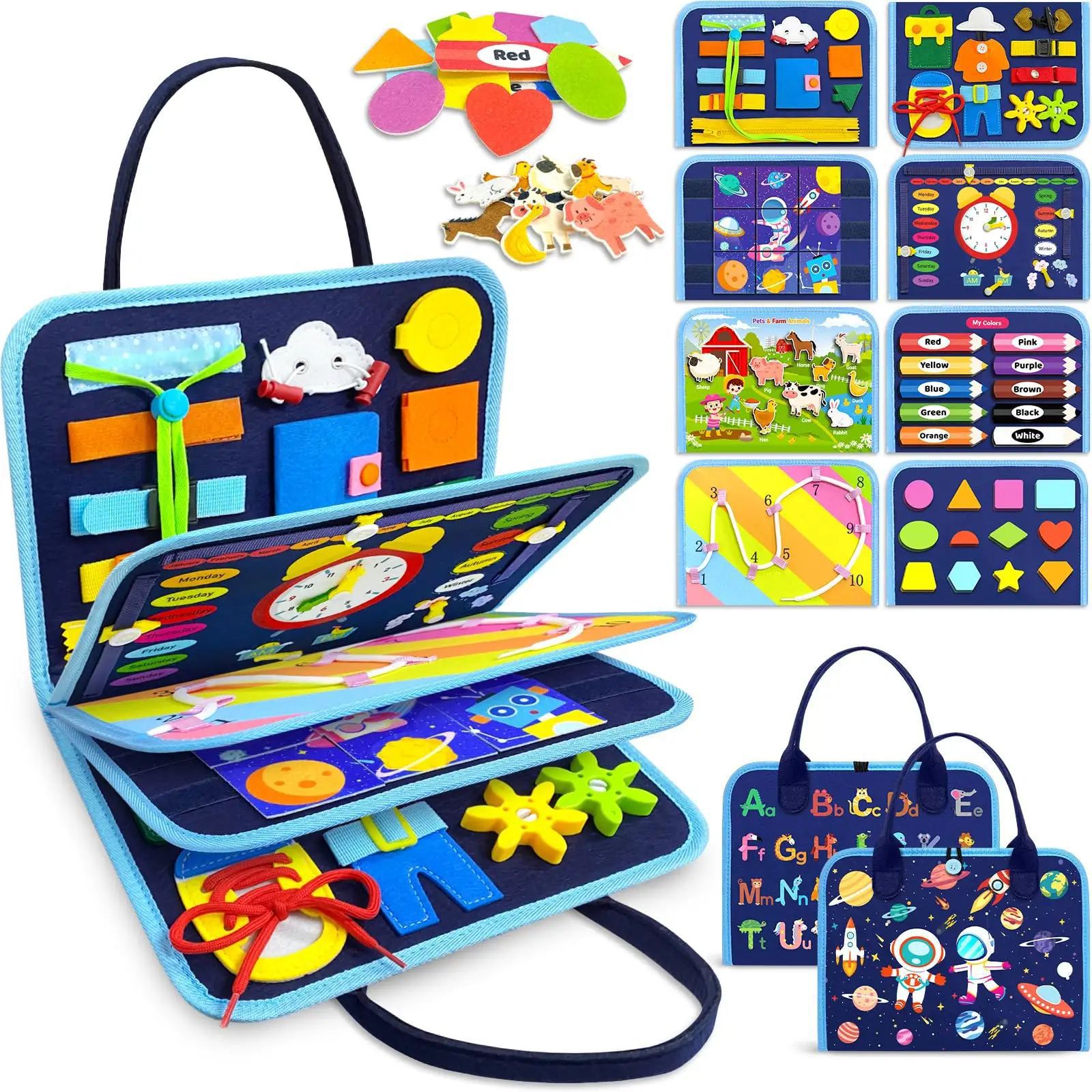 Nuevo cartón de estudio de fieltro transfronterizo de venta caliente para bebés bolsas escolares de fieltro ocupadas para niños