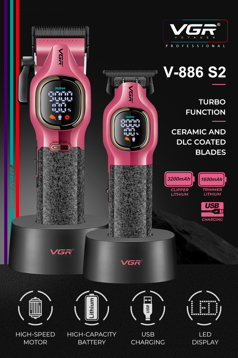 Professional Electric Hair Clipper Set With Charging Base_voghion.com