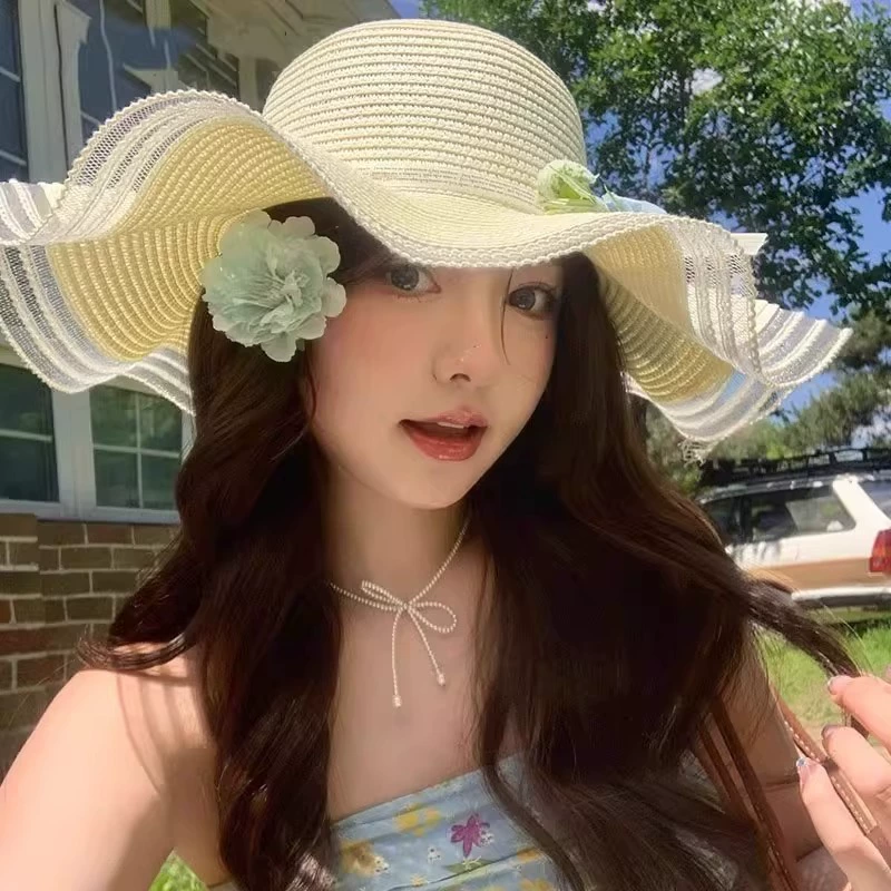 Summer breathable lace sun hat, french style, lace dress