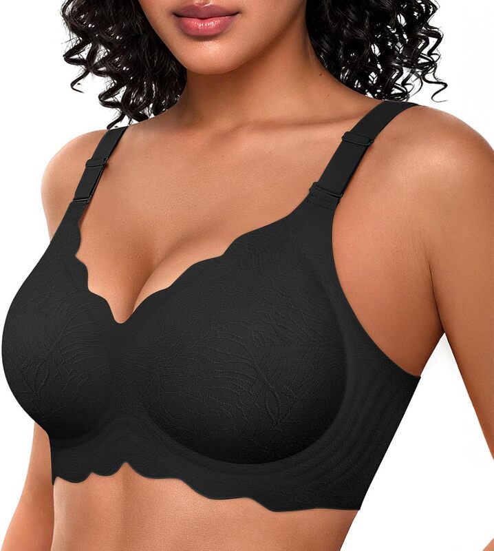 Oeak Women's Bra Without Underwire, Fan-Shaped Gathered Design, Butter-Soft T-Shirt Bra, Seamless Full Coverage, Convertible