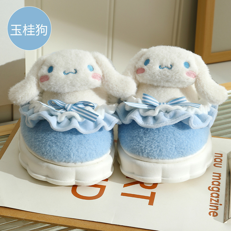 Lindo tiburón Zapatillas de algodón para mujeres Otoño e Invierno casa interior antideslizante cálido fondo grueso casa pareja Zapatillas de lana al por mayor