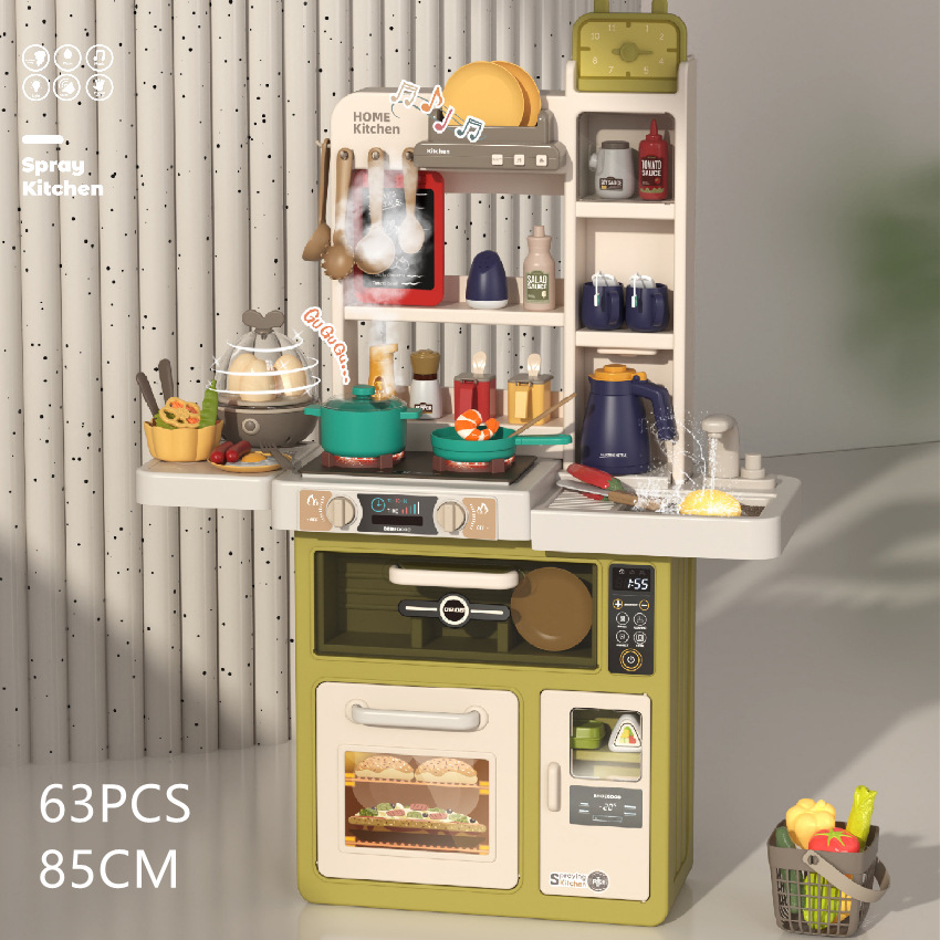 Comercio exterior niños 93cm simulación spray cocina vajilla traje de sonido y luz humo agua juego juguetes casa