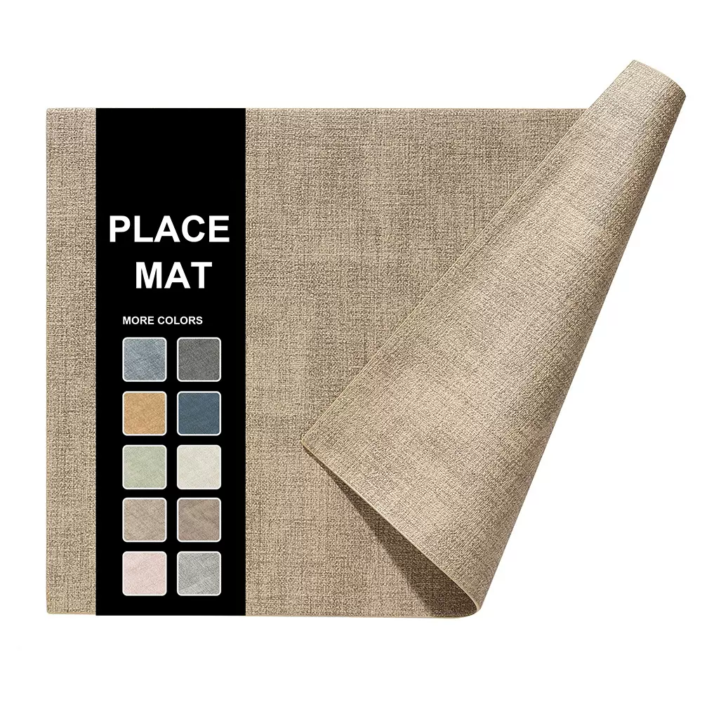 北欧ins布纹方形皮革餐垫双面家居酒店西餐垫防水隔热垫现货批发