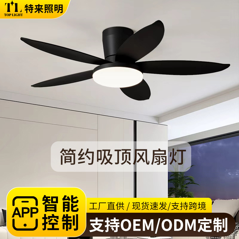 Ventilador de Techo con Luz de Hierro y ABS, Silencioso con Control Remoto, para Sala de Estar y Comedor