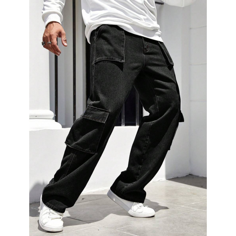 Otoño nuevo comercio exterior transfronterizo denim hombre bolsillo lateral casual pantalones de trabajo