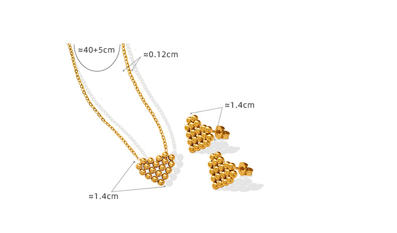 fashion simple titanium steel gold-plated heart-shaped necklace earrings