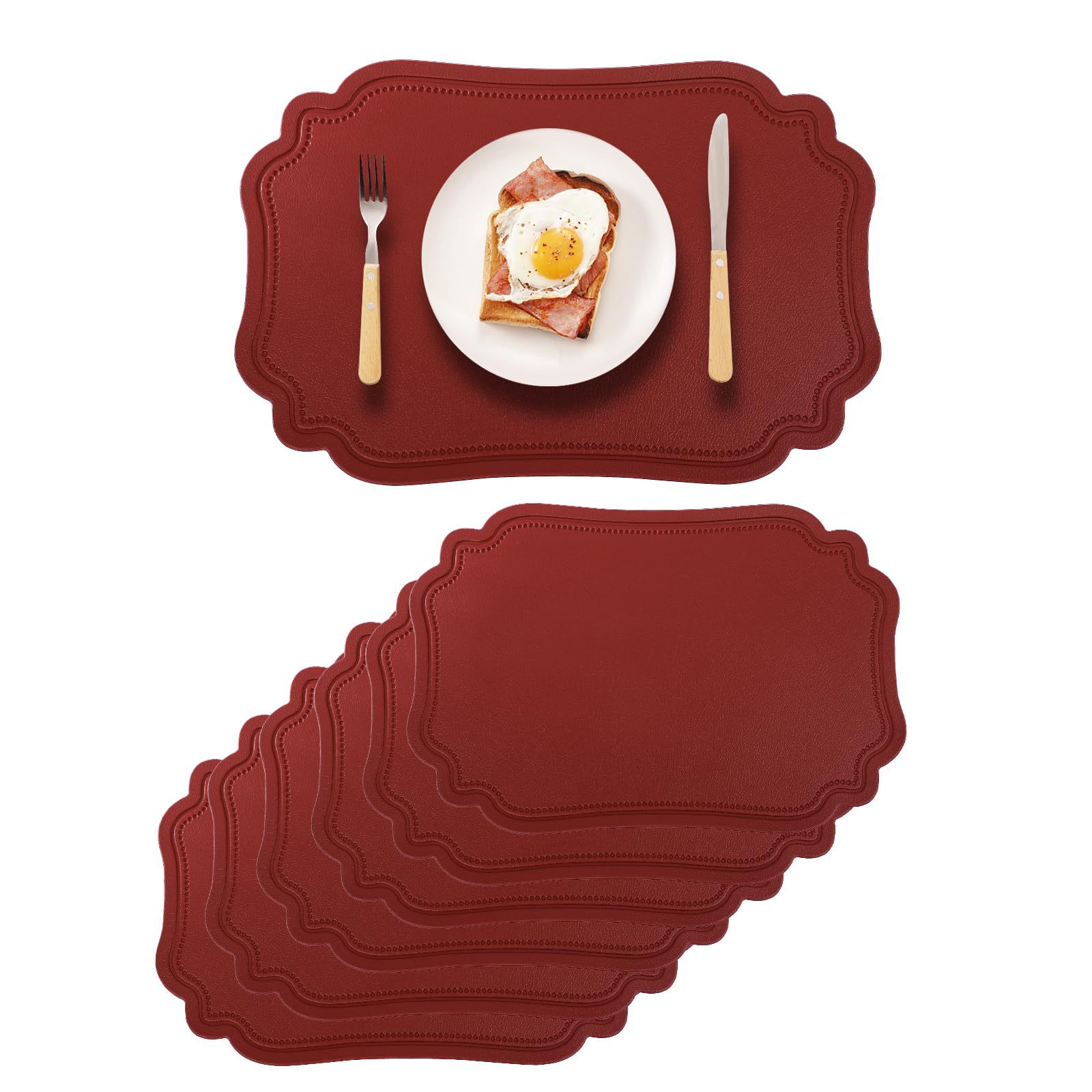 Cojín de cuero de encaje pvc estampado retro mesa de comedor impermeable a prueba de aceite aislante de taza cojín simple color sólido cojín occidental