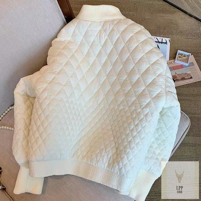 클리어런스 가을과 겨울 짧은 코튼 패딩 코트 여자 마름모꼴 디자인 야구 세트 폭격기 재킷 우아한 올 매치 코튼 패딩 재킷