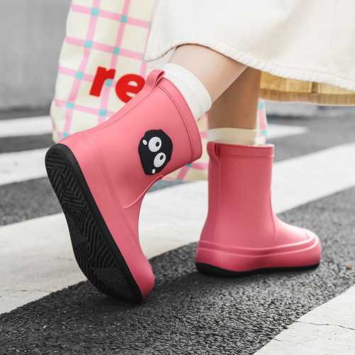  foreign trade rain boots for women cross-border cartoon cute mid-tube outdoor wading rubber shoes kitchen lightweight waterproof overshoes