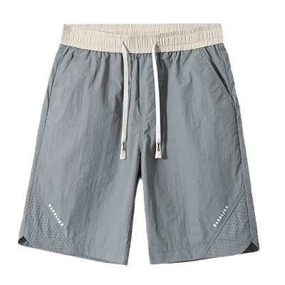 Pantalones cortos de seda de hielo para hombre, pantalones de playa de malla de secado rápido sueltos casuales delgados de verano, ropa exterior, pantalones deportivos de cinco puntos