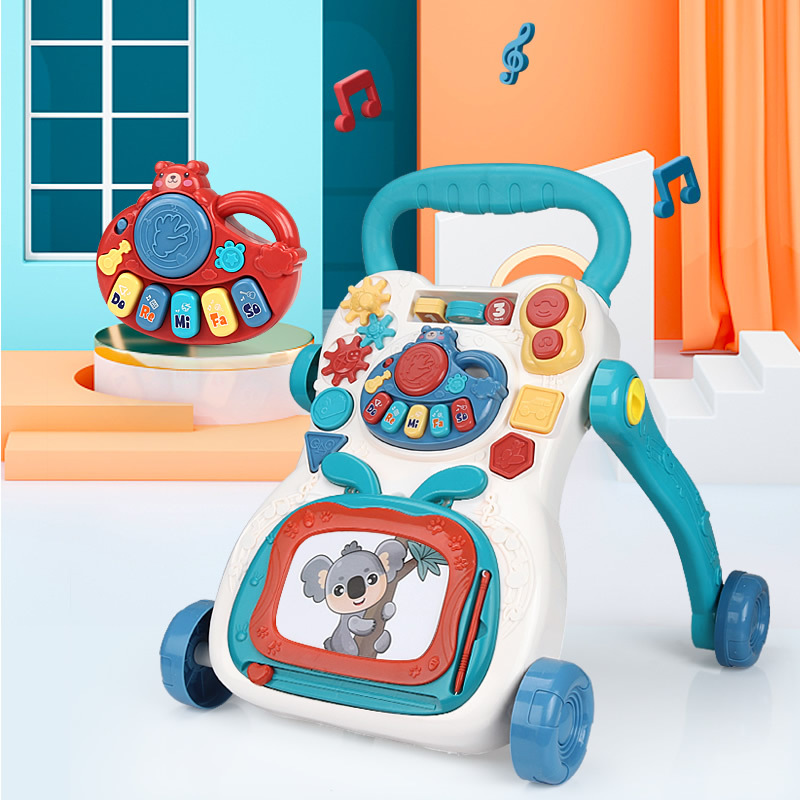 Venta caliente bebé niño Carro de juguete multifunción Walker niños música deslizante caminar cochecito anti-vuelco