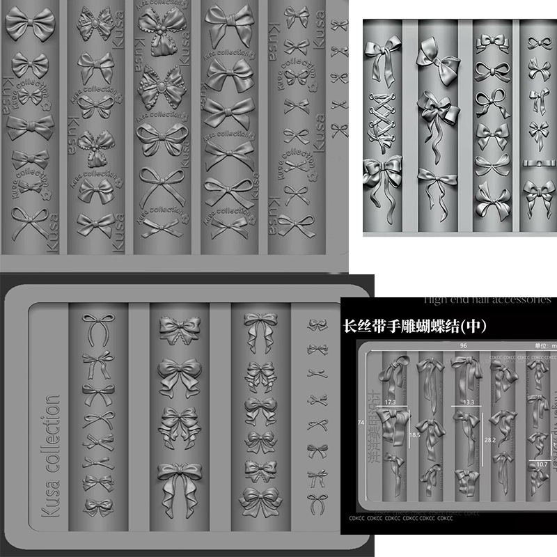 New Style Girly Bowknot Nail Art Mold Wearable Nail Accessories High-Transparency Nail Decoration Carving Tool DIY