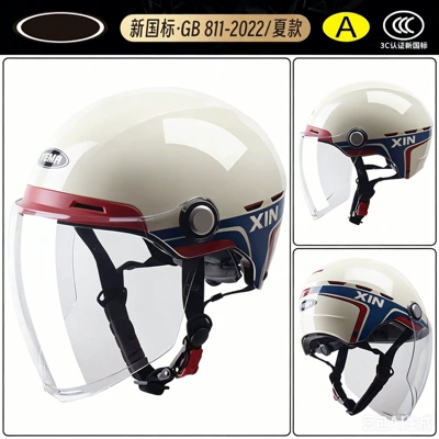 New national standard 3C certified electric Motosiklet kaskı (dəbilqə) - 3c-khaki-summer-model-transparent-long-visor-reinforced-abs-helmet-body-eps-cushioning-layer