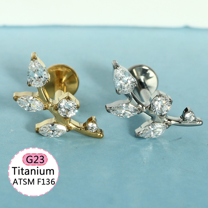 F136 Titanium Heart-Shaped Internally Threaded Lip Stud with CZ - Silver 1.2x10mm Body Piercing Lip Labret Jewelry detail image 13