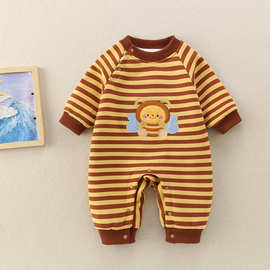 婴幼儿春秋装休闲连体衣秋季男宝宝条纹卡通可爱小蜜蜂爬爬服哈衣