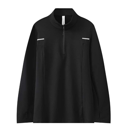 Spring and autumn men's outdoor sports mountaineering hiking stand-up collar half-zip quick-drying breathable moisture-absorbing high-elastic long-sleeved T-shirt A