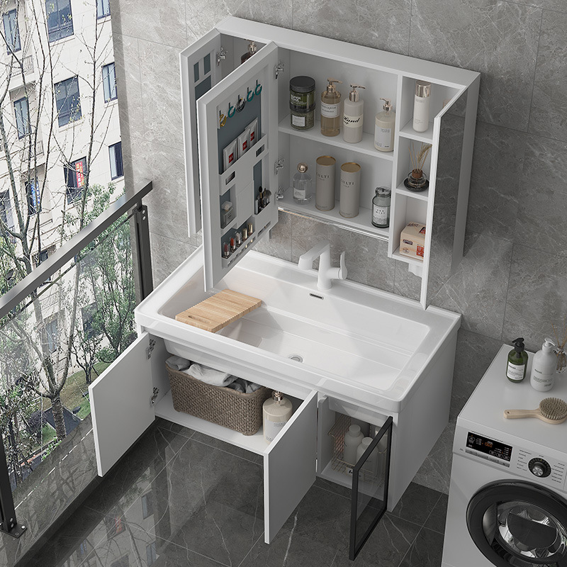 lavabo de cerámica con tabla de fricción lavabo armario colgante integral lavabo tipo pared lavabo