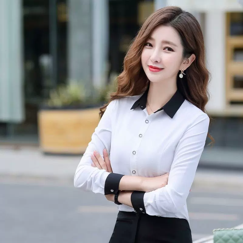 春季长袖内搭职业白衬衫正装气质设计感衬衣工作服百搭女人味上衣