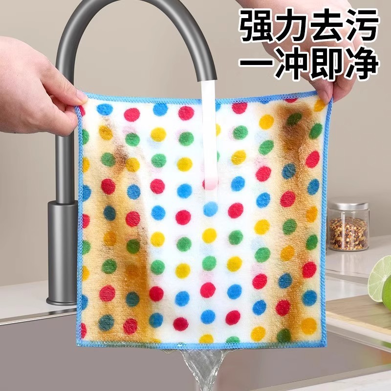 丸い点のサンゴの綿毛の雑巾の台所の専用の食器洗いの布の家庭用は油をつけにくいです。|undefined