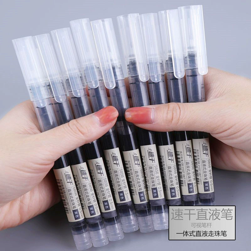 Rollerball Pen Quick-Dry 0.5 mm, Elementary School Writing, Transparent Cap, 14 cm