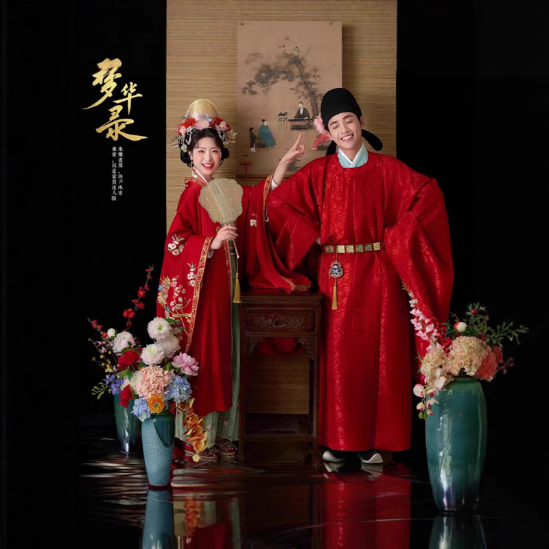 Song Dynasty Han Dynasty Chinese Wedding Clothes for Men and Women, Photography New Wedding Heavy-Duty Wedding Phoenix Crown and Xiapei Full Set of Clothing