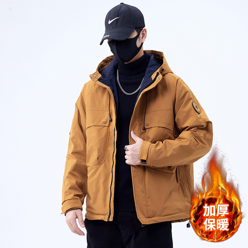 户外山系工装棉服男2026新款加厚百搭时尚保暖连帽棉衣冬季保暖服