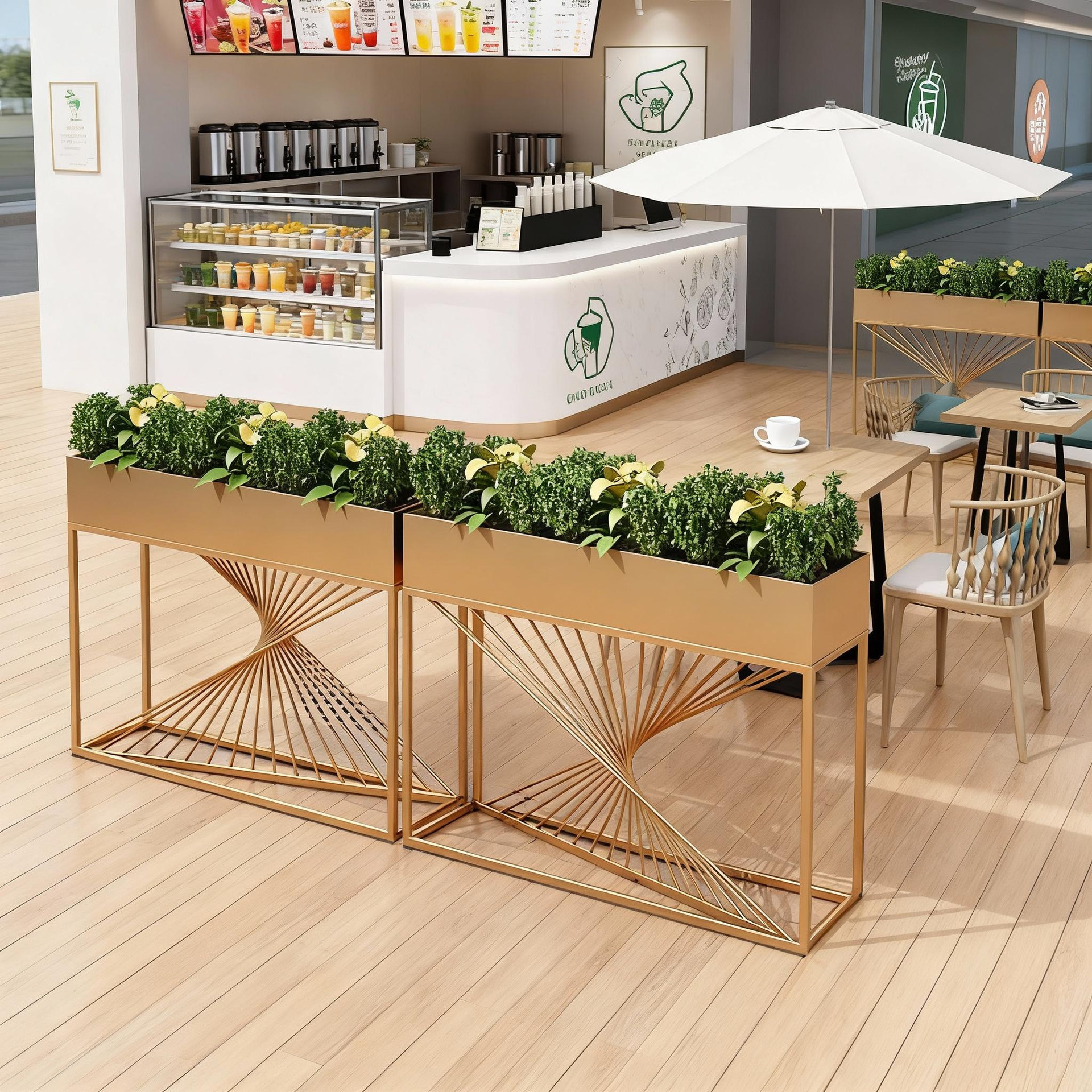 屋外ステンレス鋼フラワーボックスバルコニー植栽ボックス広場商業街長方形花壇鉄製完成品フラワーチャンネル