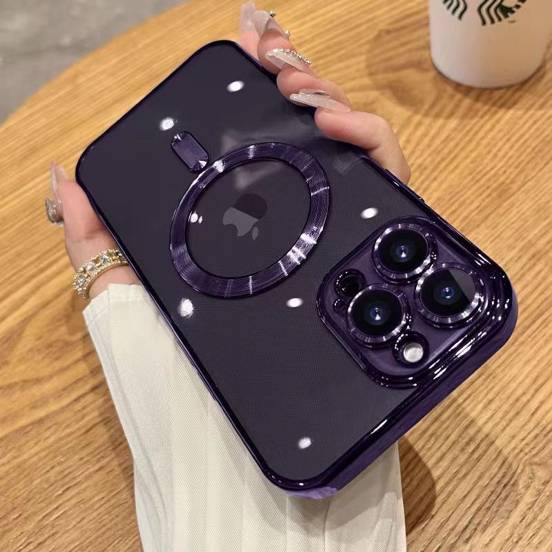 iPhone17電気メッキ携帯電話ケースmagsafe磁気吸着対応Apple16promaxフルカバー透明ケース15|undefined