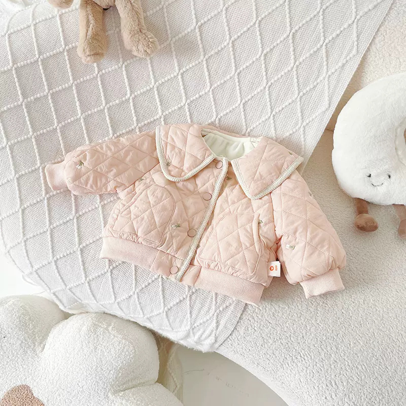 儿童加绒棉服小外套2025秋冬新女童棉袄加绒保暖洋气宝宝棉服外套