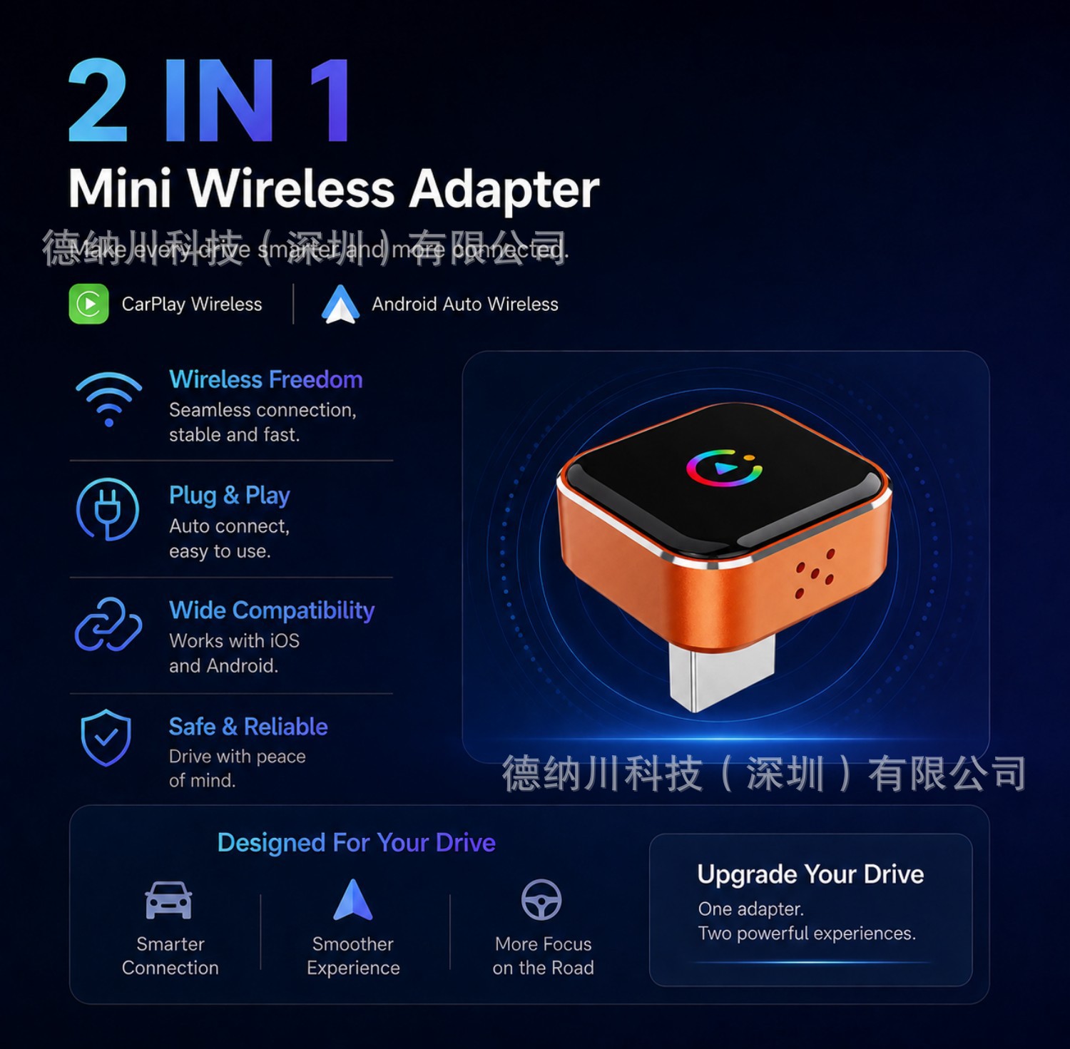 Best-selling wireless CarPlay box AndroidAuto adapter 2-in-1 smart module car-machine interconnection box