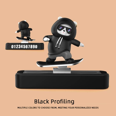Cartoon temporary parking phone number plate moving bear cute car ornaments moving license plate number personality creative (Nömrəli dayanma kartı) - black-parking-sign-ornaments