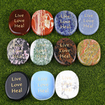 live love heal 天然水晶薄片雕刻英文字母标语，口袋掌心石