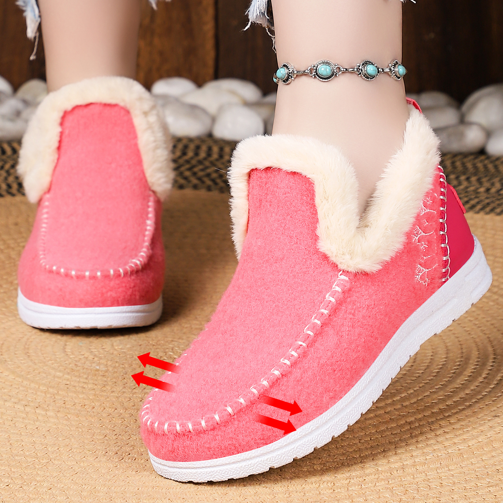 Zapatos de algodón de mujer procesamiento personalizado botas de nieve de tamaño grande botas de algodón grueso botas de moda botas de algodón cálidas