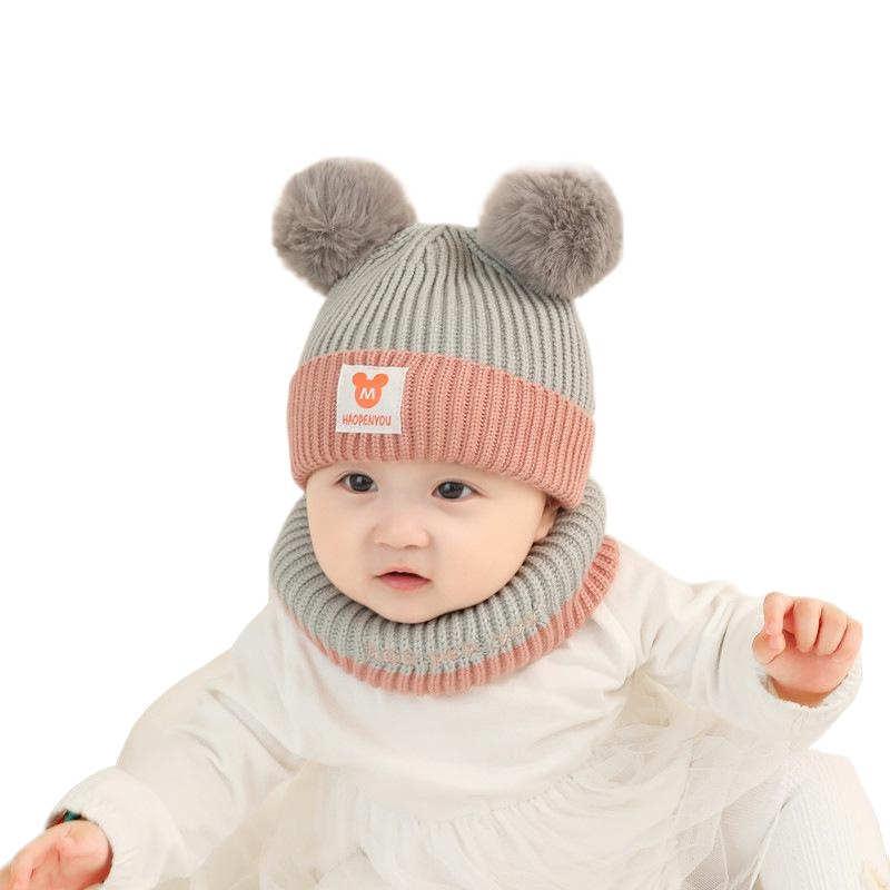 Sombrero de punto para niños bufanda sombrero de bebé sombrero de invierno estilo coreano grueso cálido sombrero traje masculino y femenino bebé sombrero femenino image 1