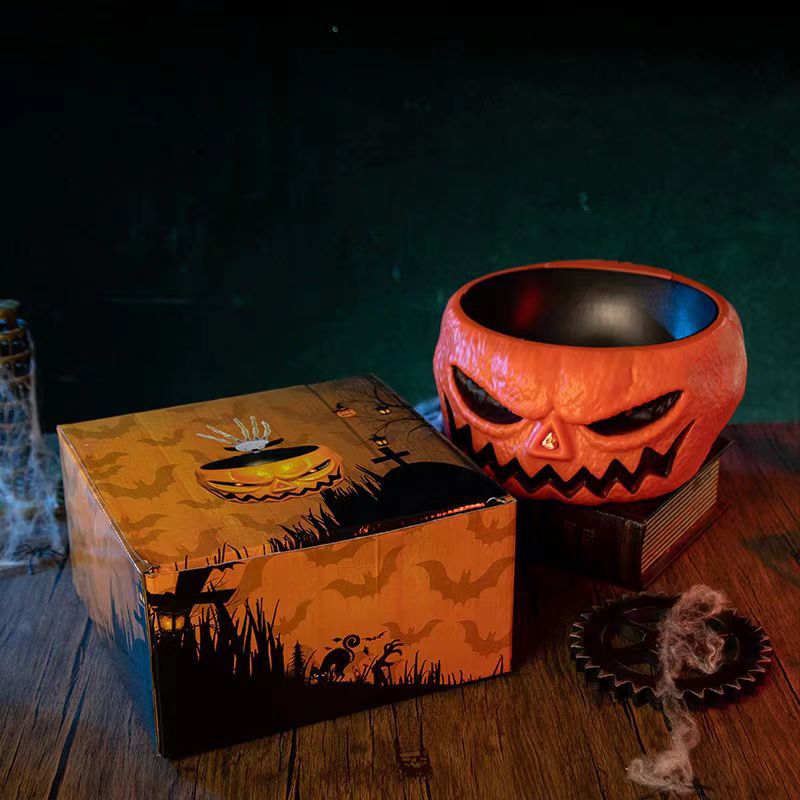 Skull Head Scary Eye Halloween Candy Bowl with Moving Hand