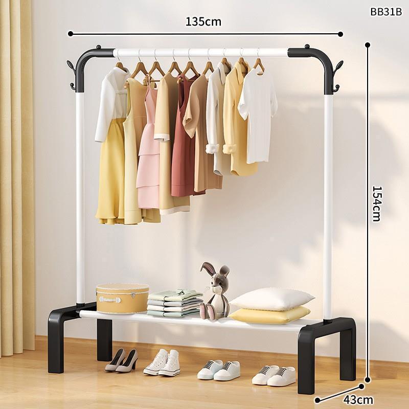 piso percha de ropa dormitorio plegable grueso grueso pequeño interior de plástico percha de ropa doméstica doble varilla balcón