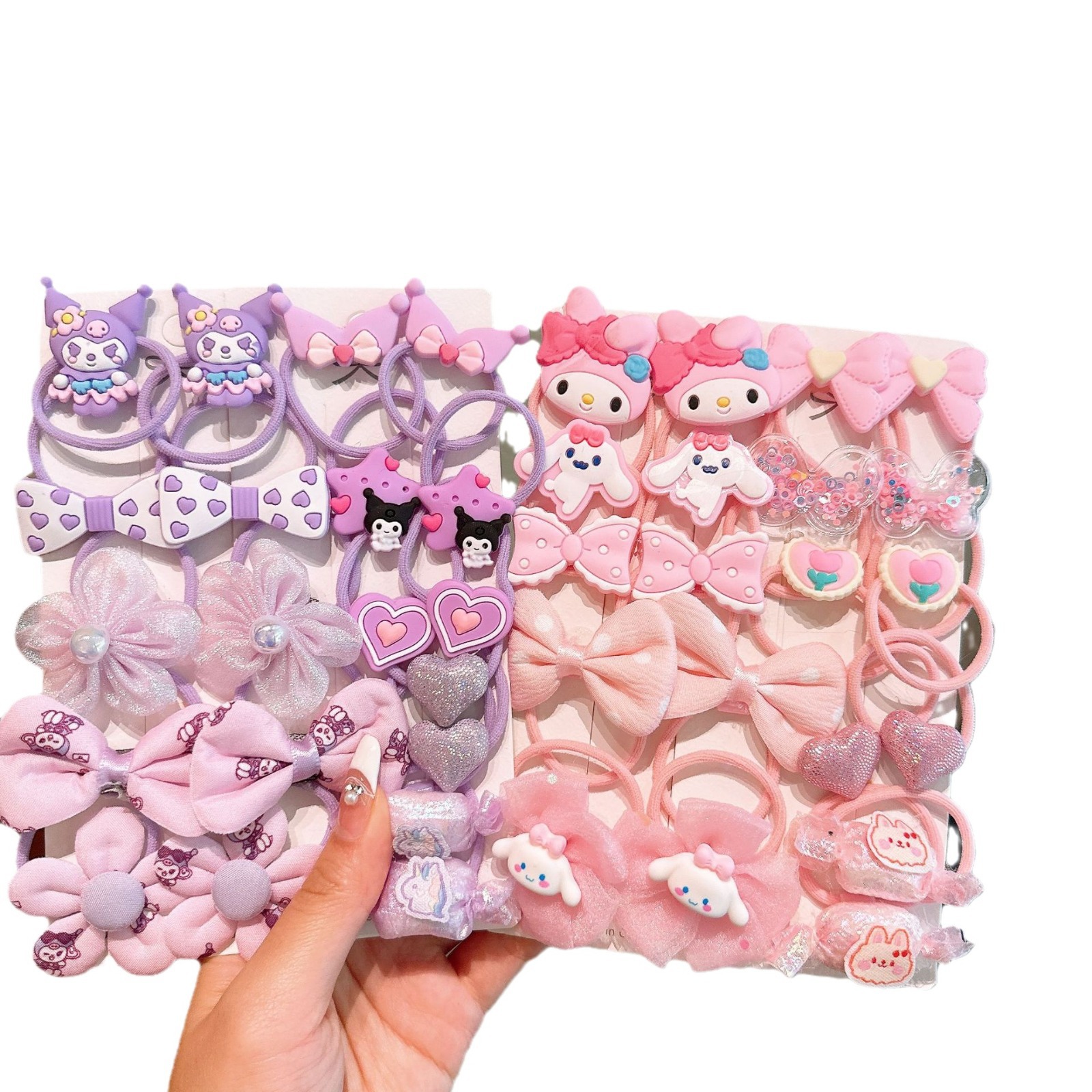 Hermoso Koolomi para el cabello de niña dibujos animados anillo de cabello de 20 piezas conjunto de niños cuerda de cabeza super lindo para la pequeña niña toque de cabeza