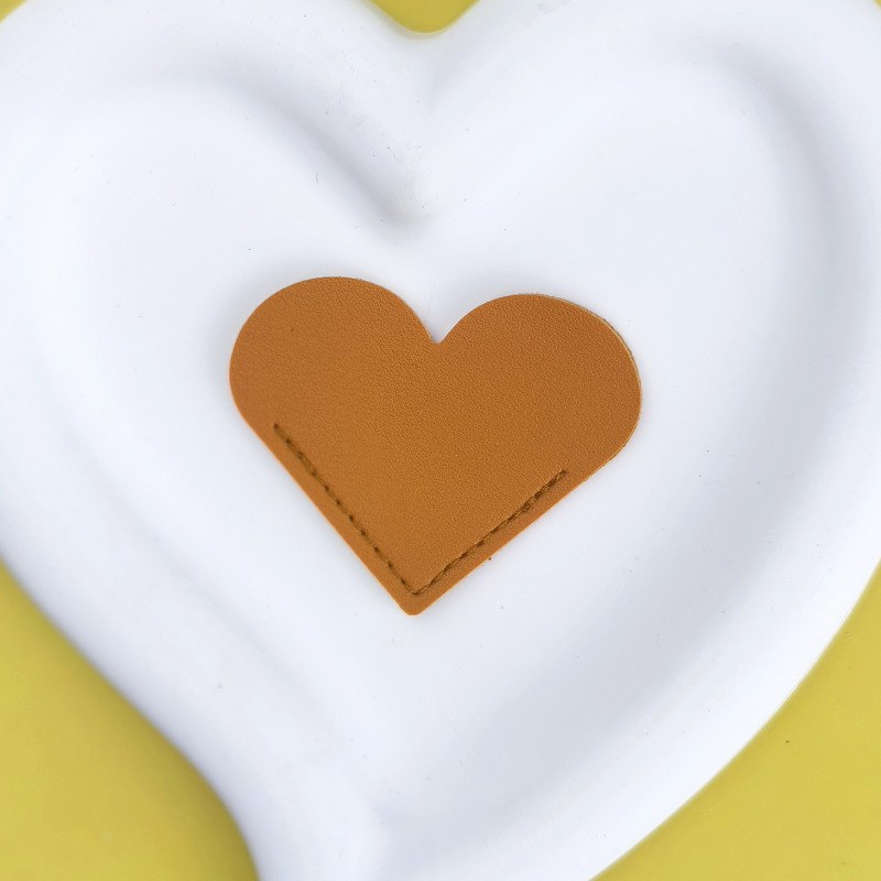 Marcador de Libros de Esquina en Forma de Corazón de Cuero PU para Lectura