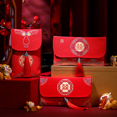 New wedding 10,000 yuan cloth red envelope wedding supplies creative happy word red envelope bag tea ceremony changed to return gift red envelope